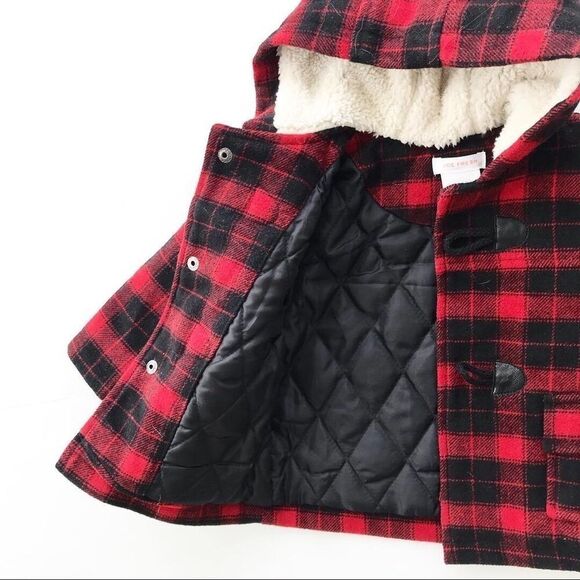 Joe Fresh hooded plaid wool blend coat EUC 6-12m - Picture 3 of 3